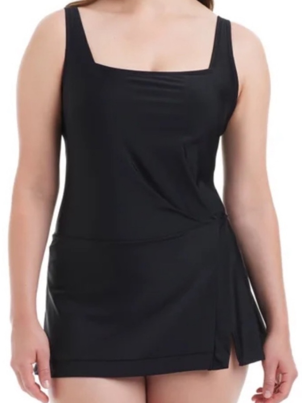 Beyond Control black square neck swim dress - Black